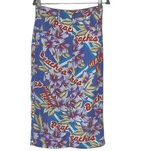URBAN OUTFITTERS WELCOME TO‎ MIAMI LINEN MIDI SKIRT SIZE M